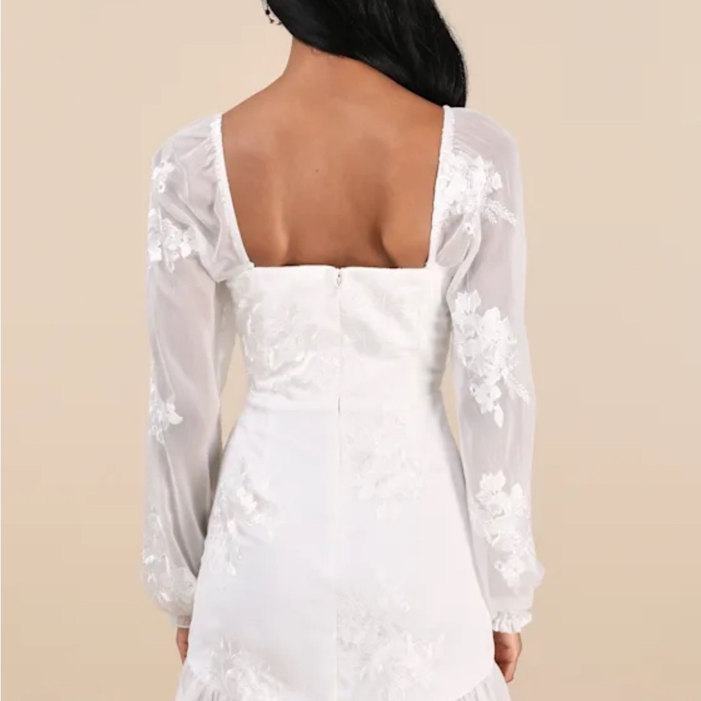 Lulu's White Floral Lace Long Sleeve Dress - Picture 2 of 2